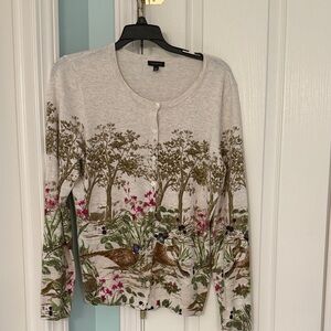 Talbots Nature-Inspired Button Down Shirt - Cream and Green